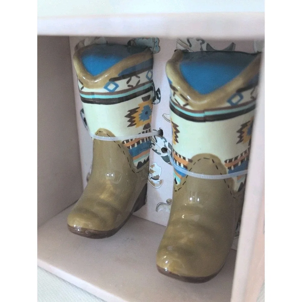Blue Sky Clayworks Western Cowboy Boots Salt & Pepper Shakers - New